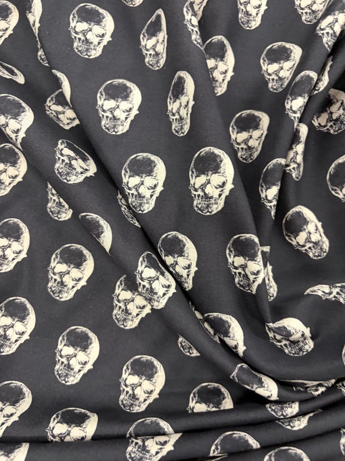 DRACO 027 petit skull printed midweight cotton Black