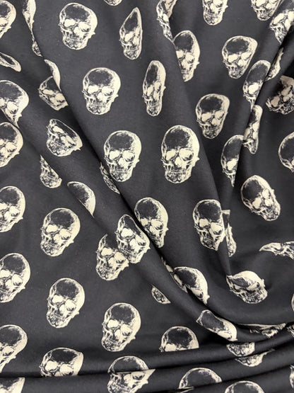 DRACO 027 petit skull printed midweight cotton Black