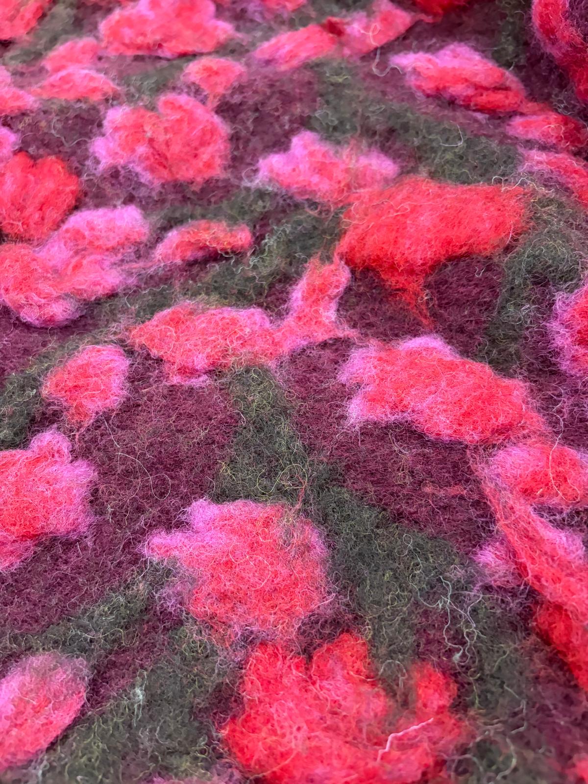 DRACO 029 heavy boiled wool with applicated flower design