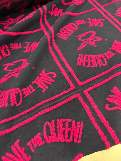 DRACO 036 fuchisia&black heavy boiled wool with applicated  design