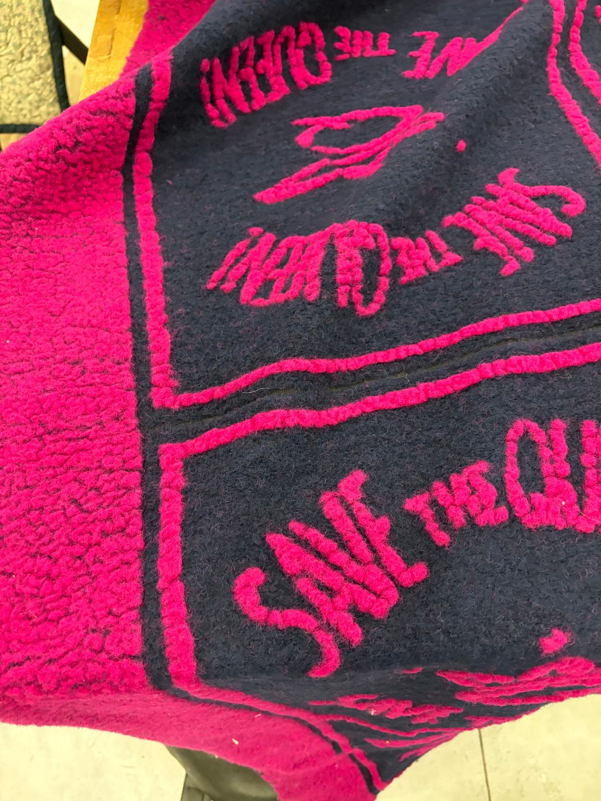 DRACO 036 fuchisia&black heavy boiled wool with applicated  design