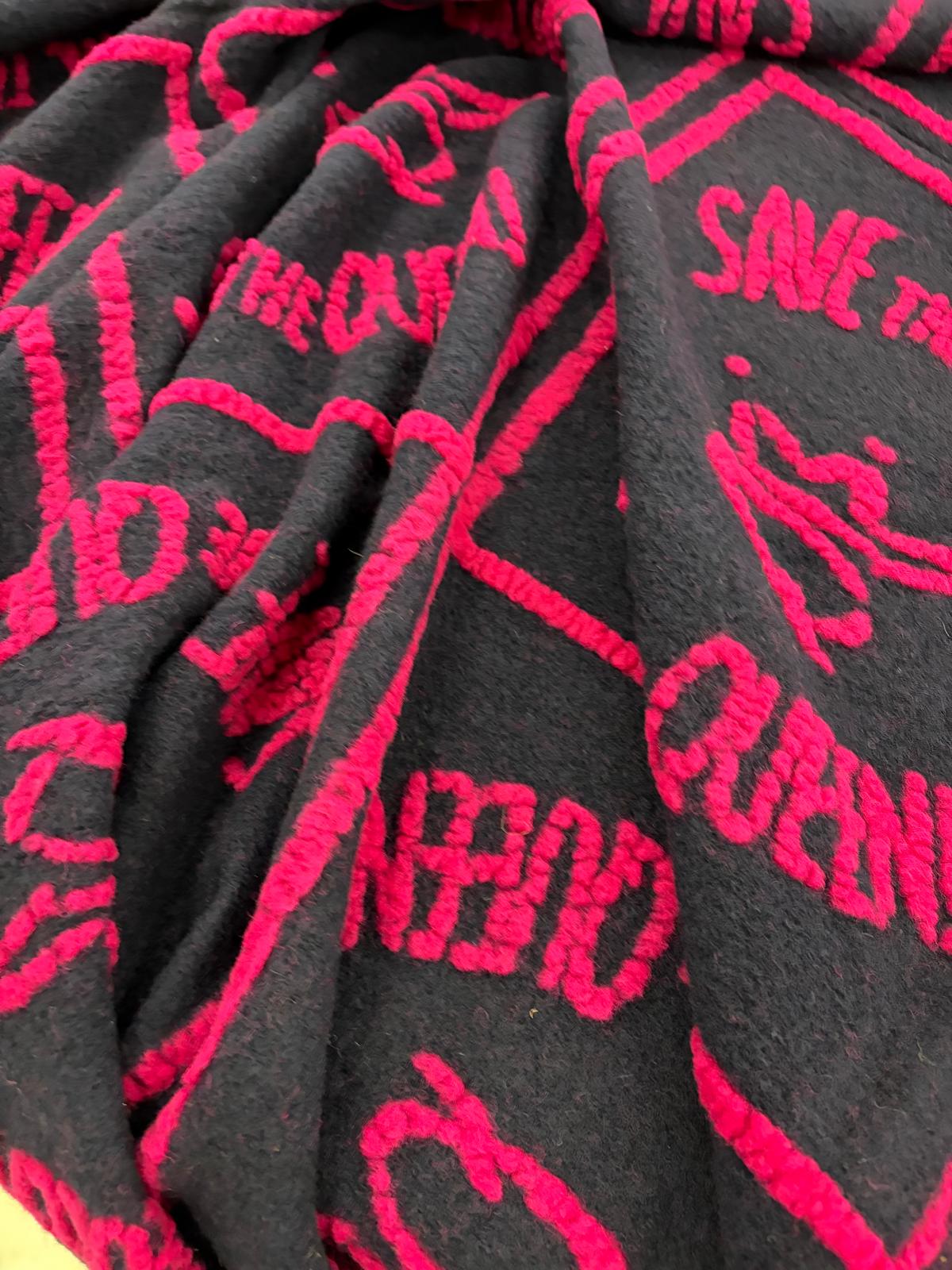DRACO 036 fuchisia&black heavy boiled wool with applicated  design