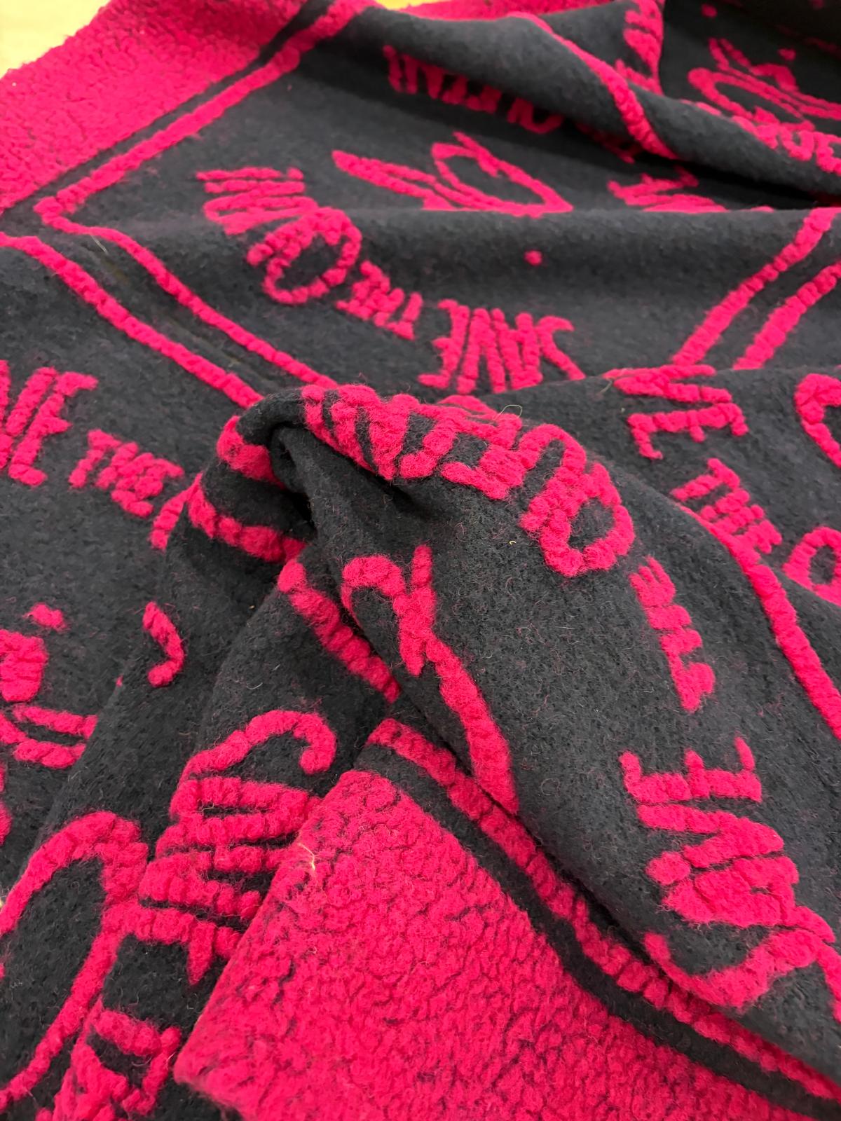 DRACO 036 fuchisia&black heavy boiled wool with applicated  design