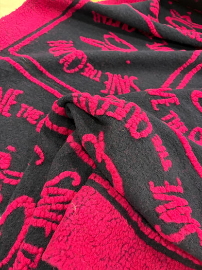 DRACO 036 fuchisia&black heavy boiled wool with applicated  design