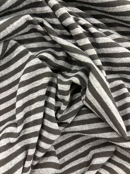DRACO 041 greymarl & black striped cotton jersey