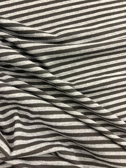 DRACO 041 greymarl & black striped cotton jersey