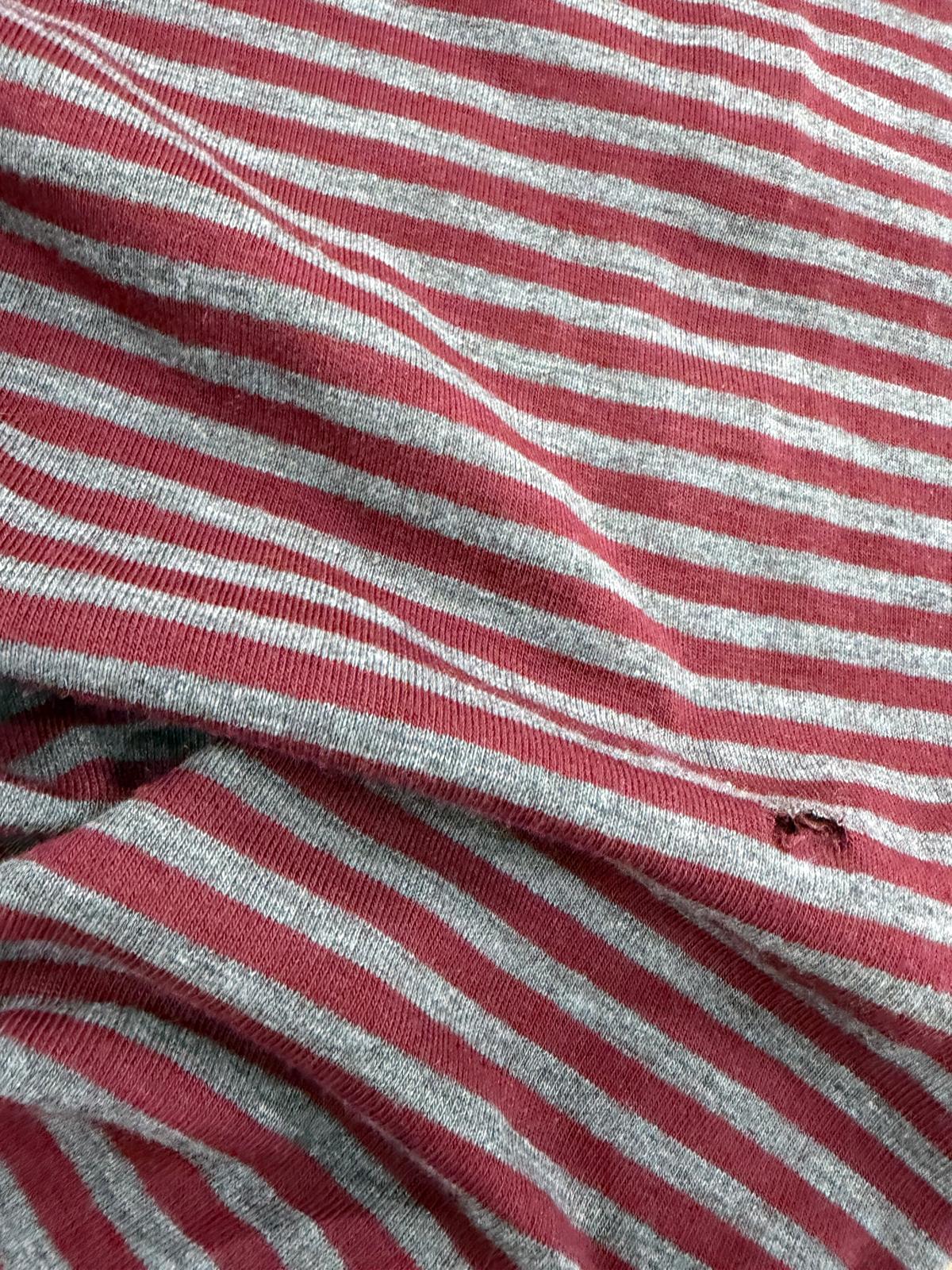 DRACO 042 greymarl & burgundy striped cotton jersey