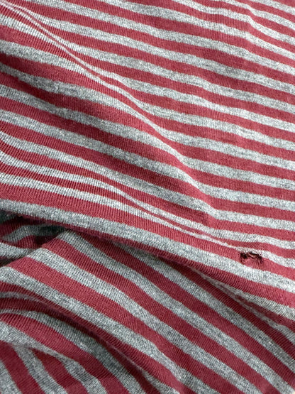 DRACO 042 greymarl & burgundy striped cotton jersey