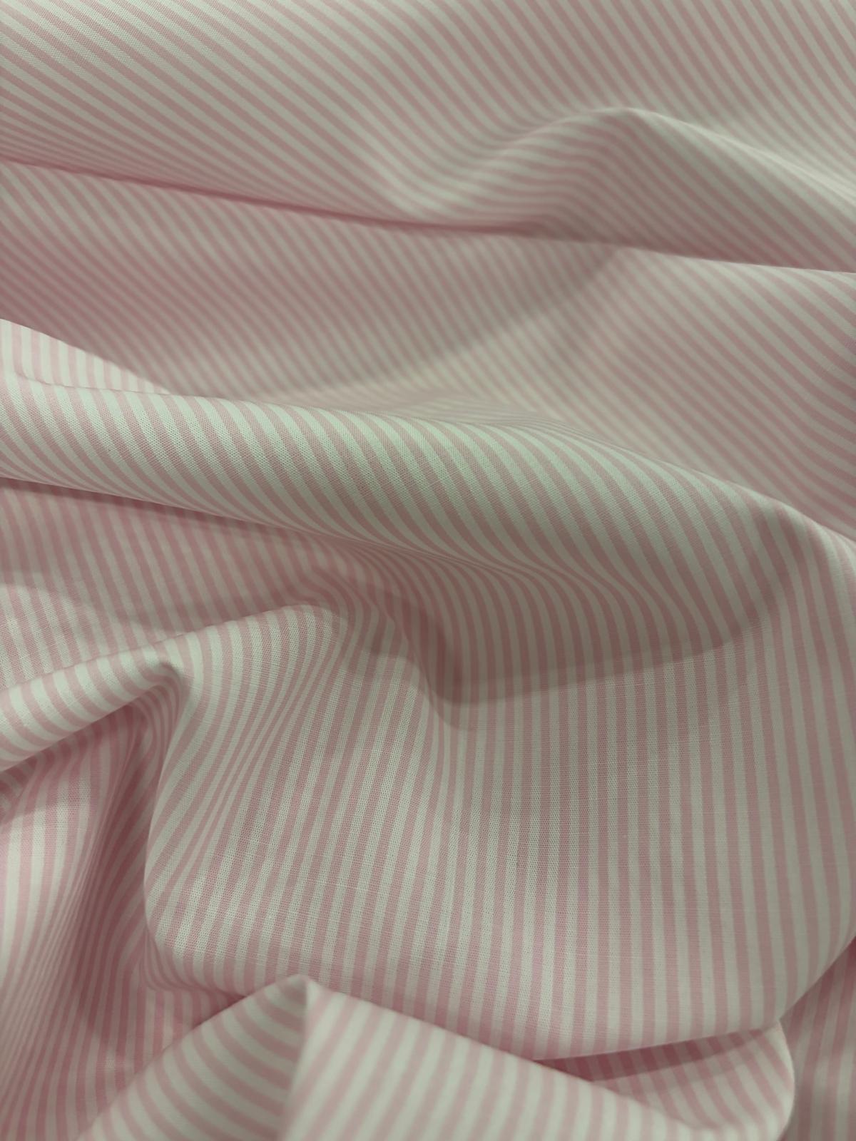 DRACO 057 dusty pink&white striped stretchy poplin