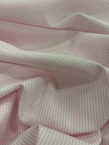 DRACO 057 dusty pink&white striped stretchy poplin