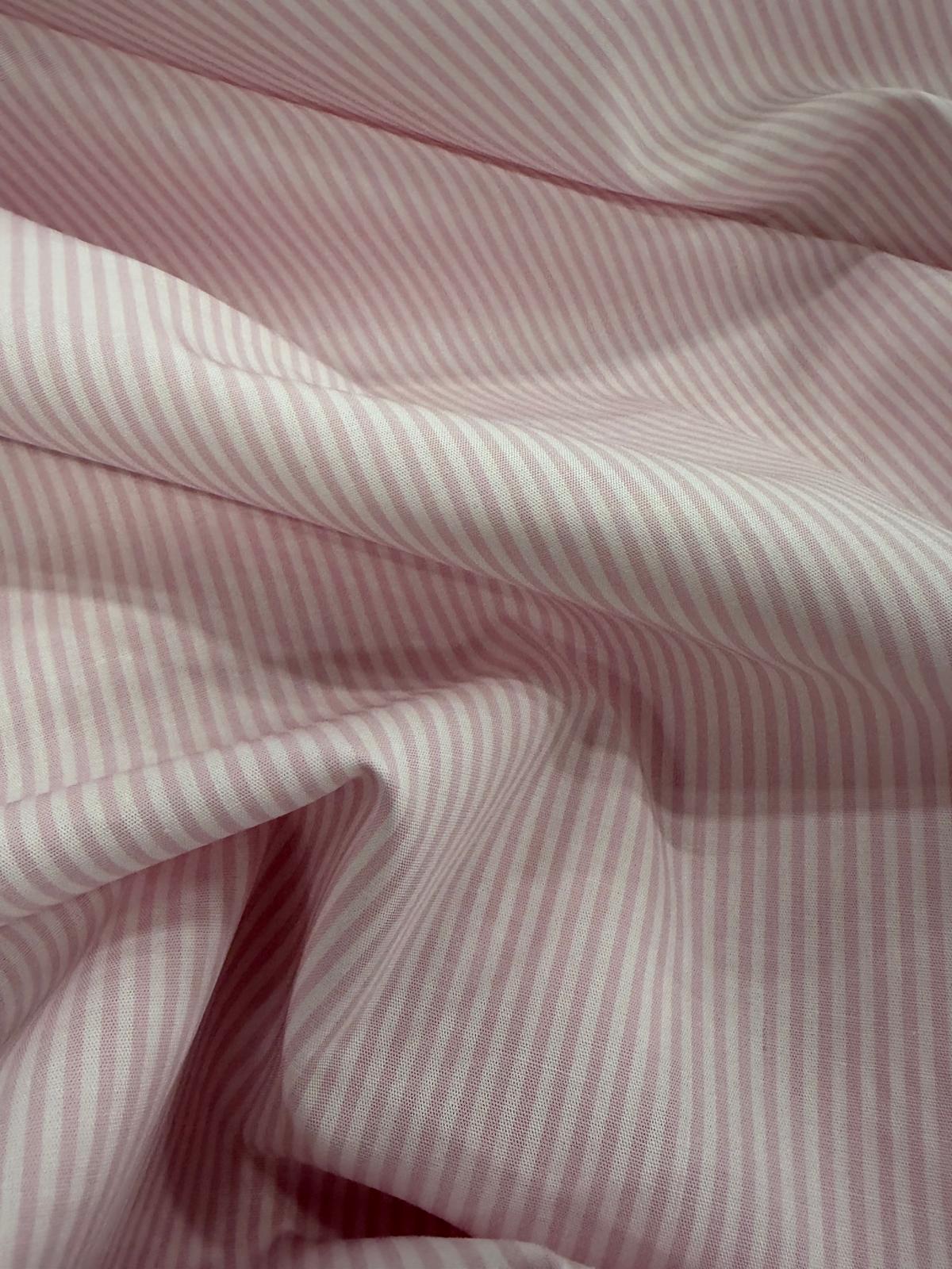 DRACO 057 dusty pink&white striped stretchy poplin