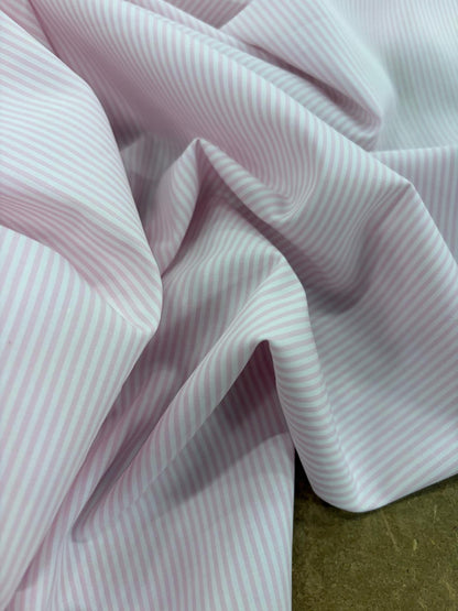 DRACO 057 dusty pink&white striped stretchy poplin