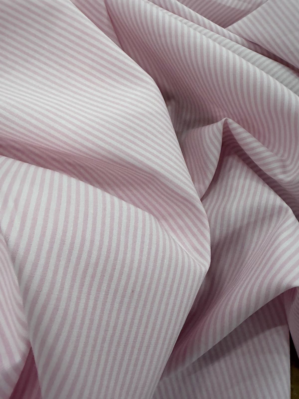 DRACO 057 dusty pink&white striped stretchy poplin