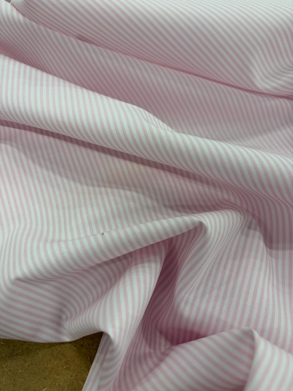 DRACO 057 dusty pink&white striped stretchy poplin