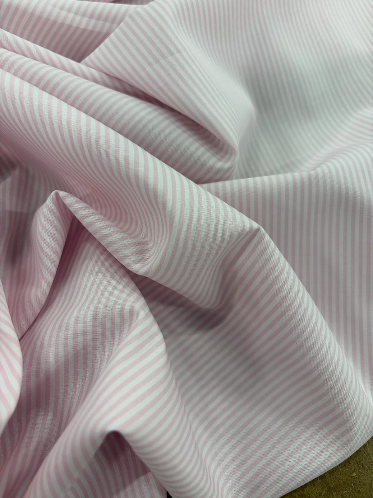 DRACO 057 dusty pink&white striped stretchy poplin