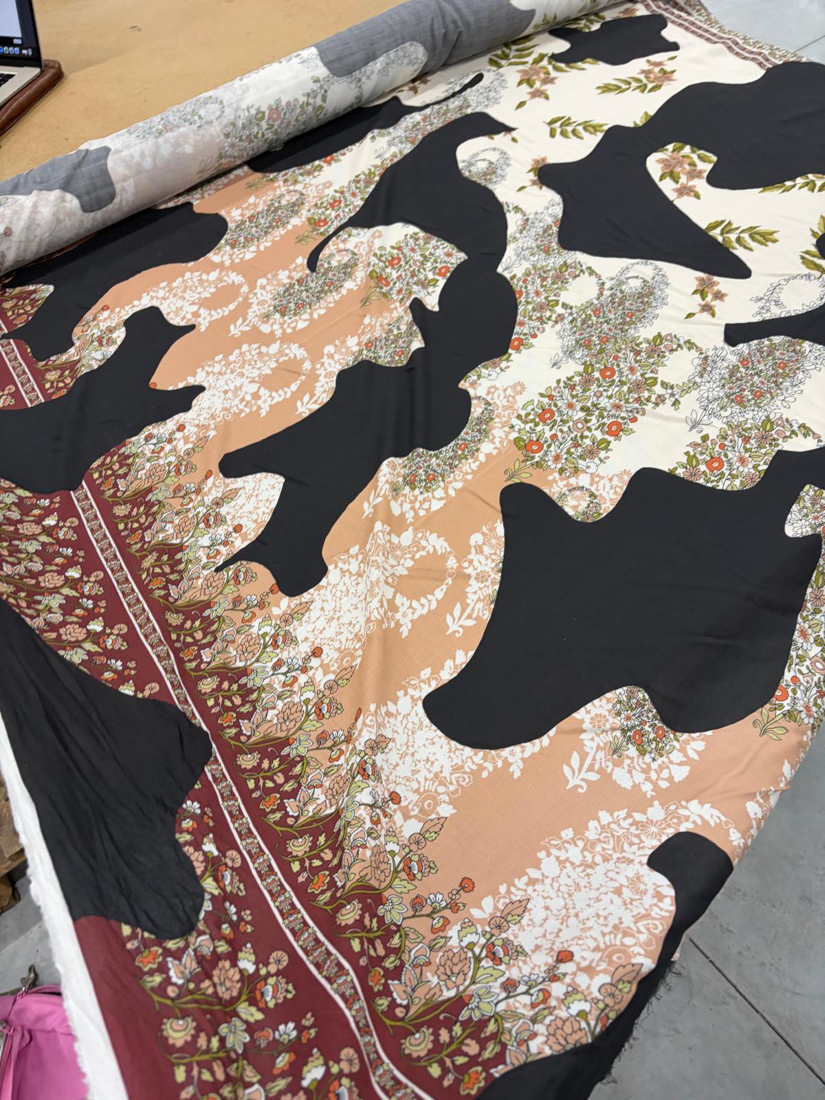 DRACO 059 dobule border patchwork printed crepe