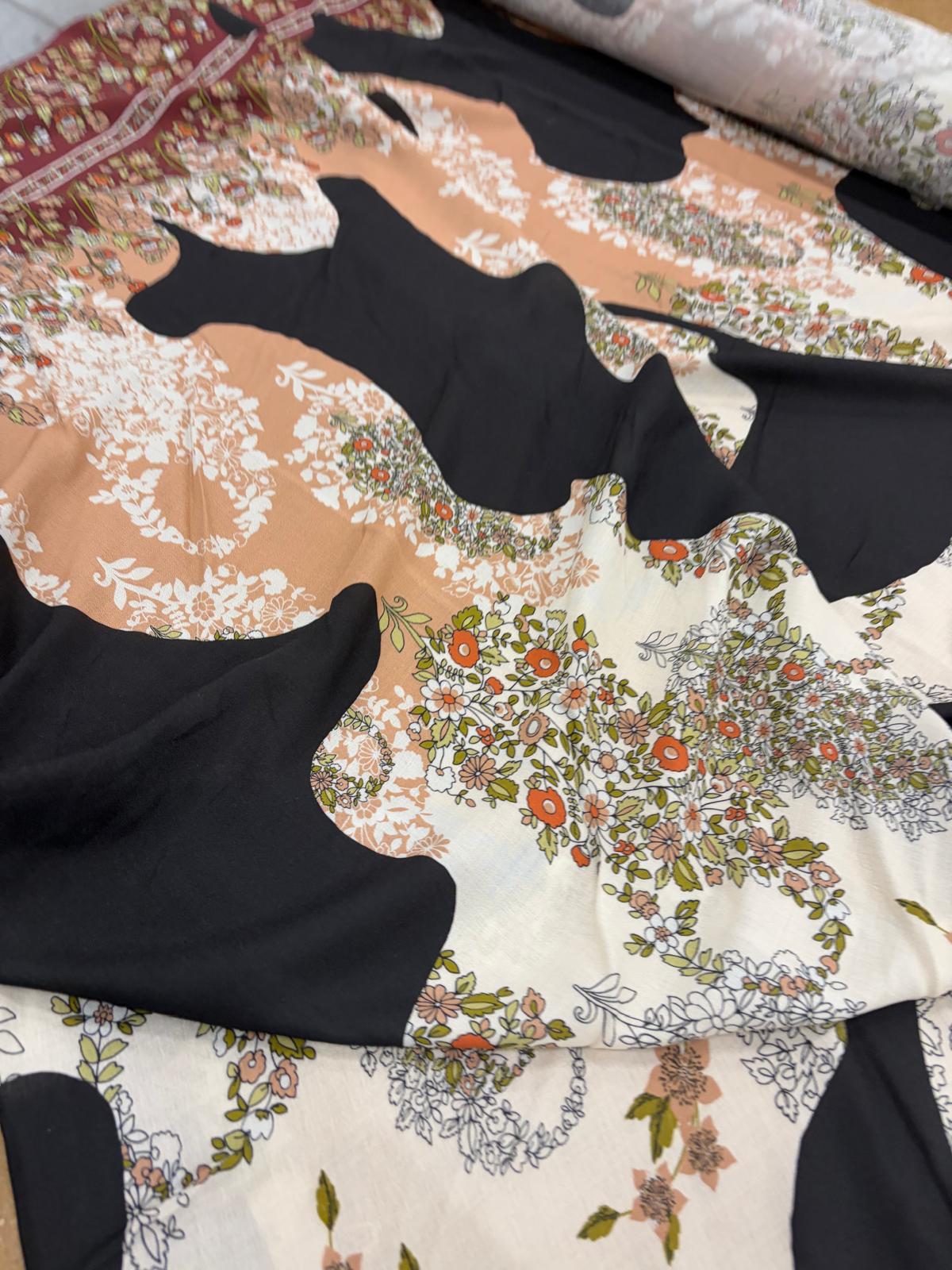 DRACO 059 dobule border patchwork printed crepe