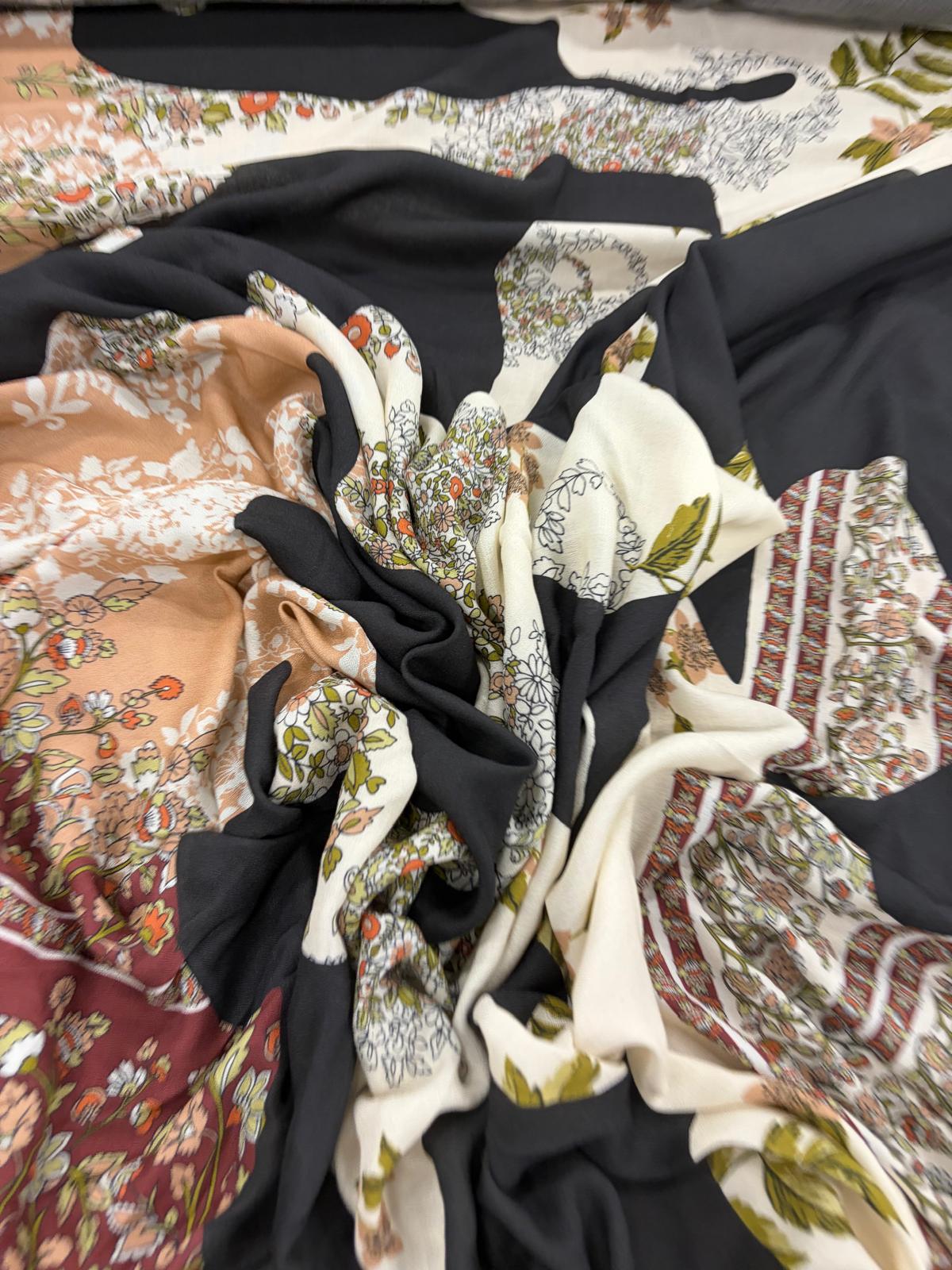DRACO 059 dobule border patchwork printed crepe