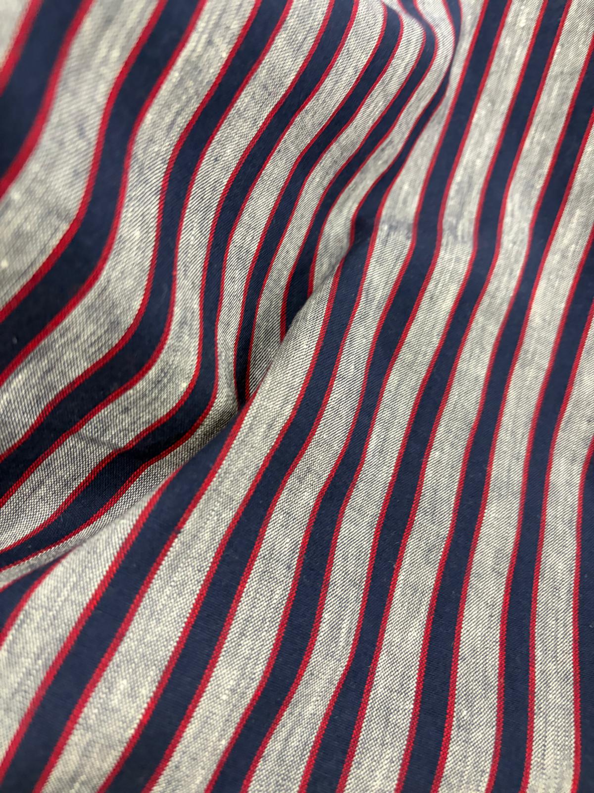 DRACO 065 yarn-dyed vertical stripe linen blended shirting fabric
