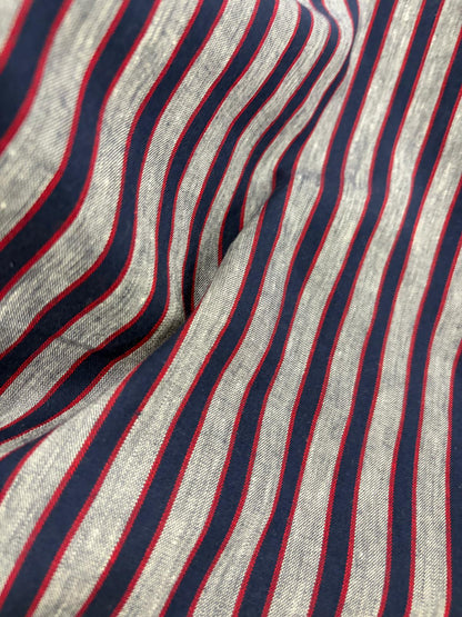 DRACO 065 yarn-dyed vertical stripe linen blended shirting fabric