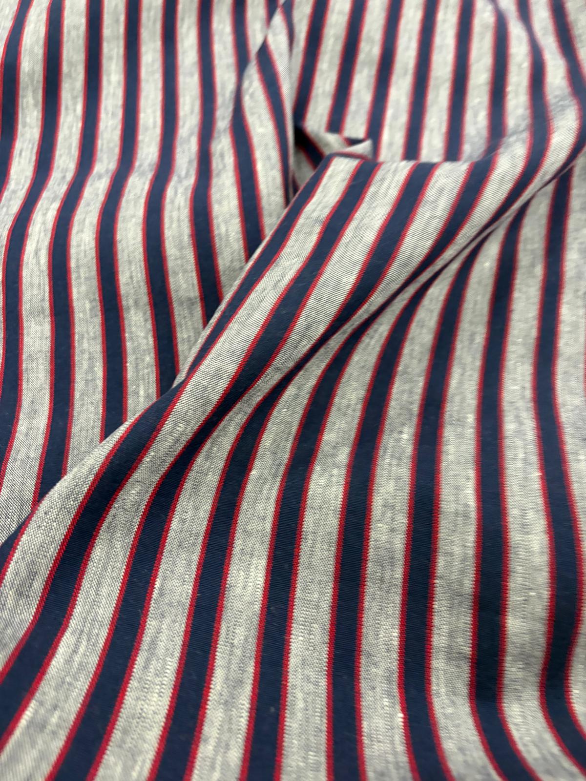DRACO 065 yarn-dyed vertical stripe linen blended shirting fabric