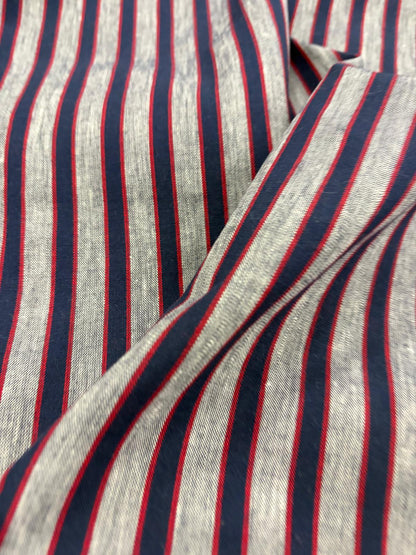 DRACO 065 yarn-dyed vertical stripe linen blended shirting fabric