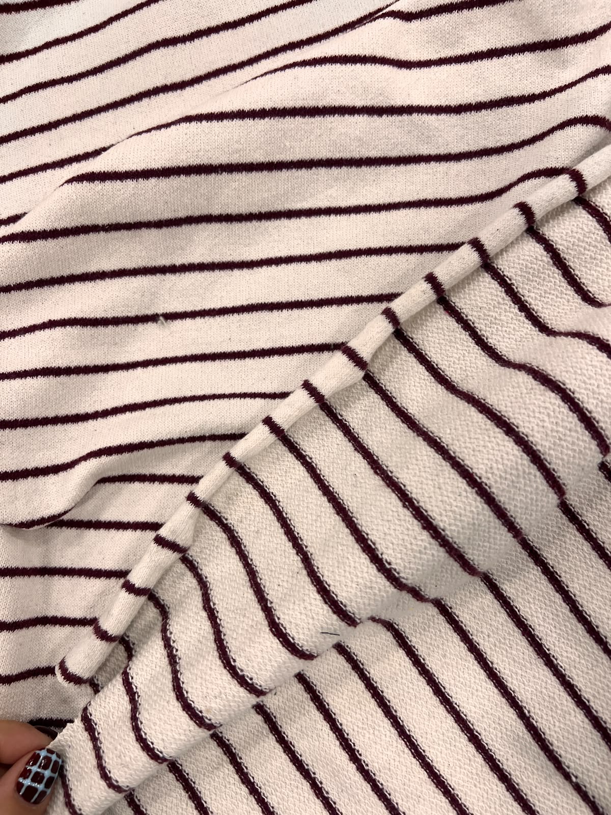 URI 005 burgundy&ecru striped french terry