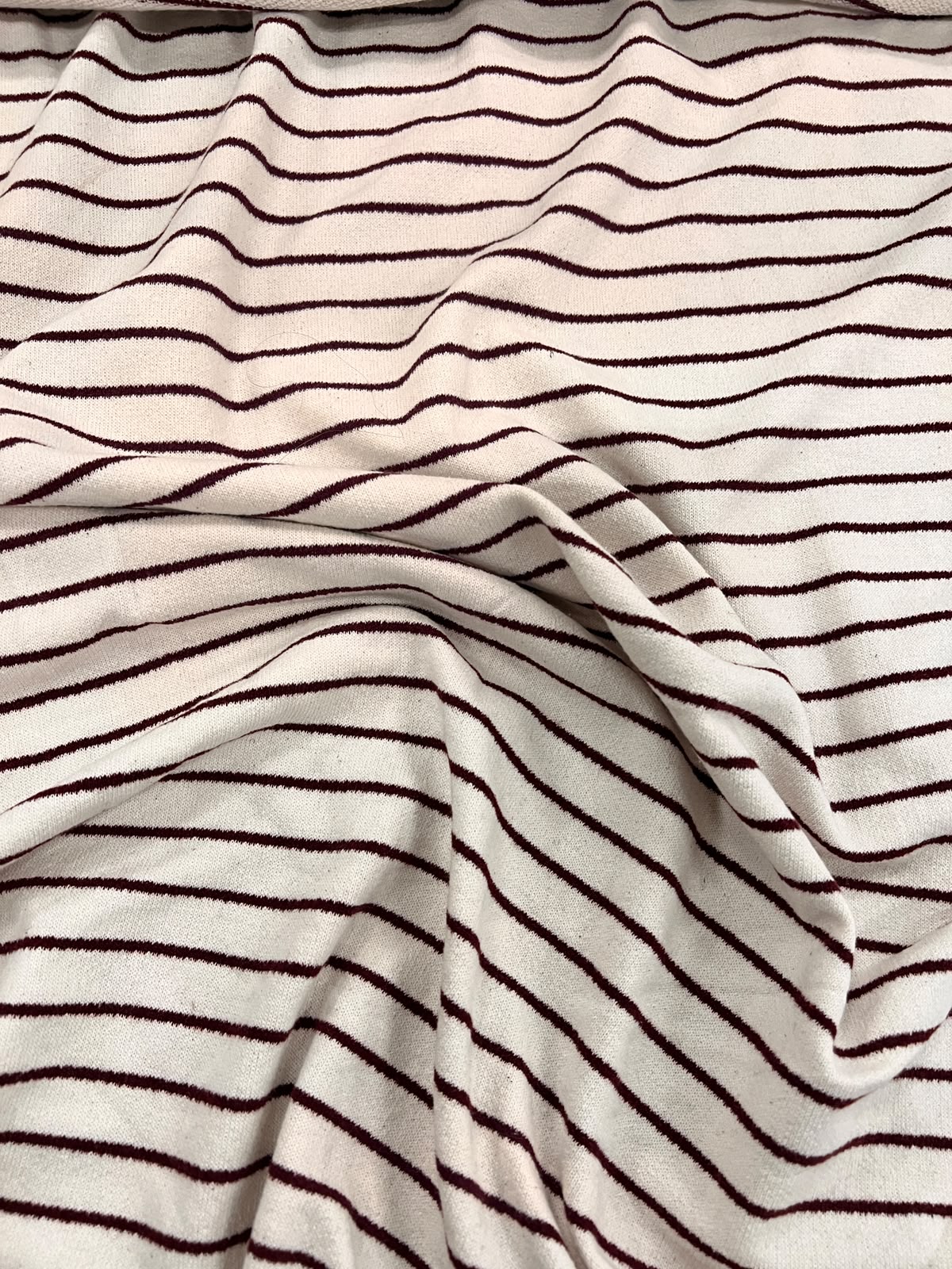 URI 005 burgundy&ecru striped french terry