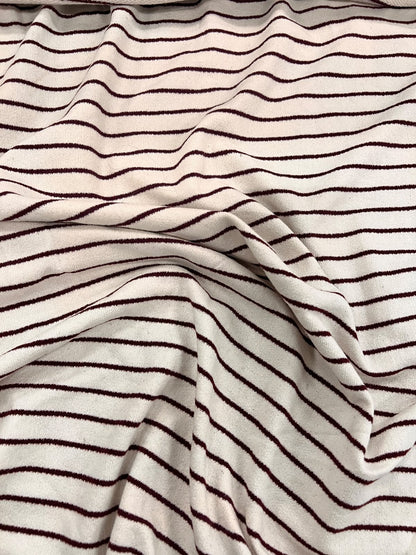 URI 005 burgundy&ecru striped french terry