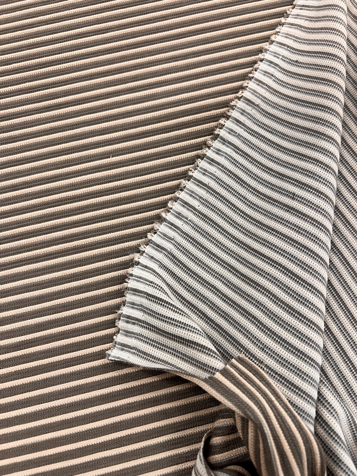 URI 019 stripe stretchy ottoman ribbed jersey grey&beige