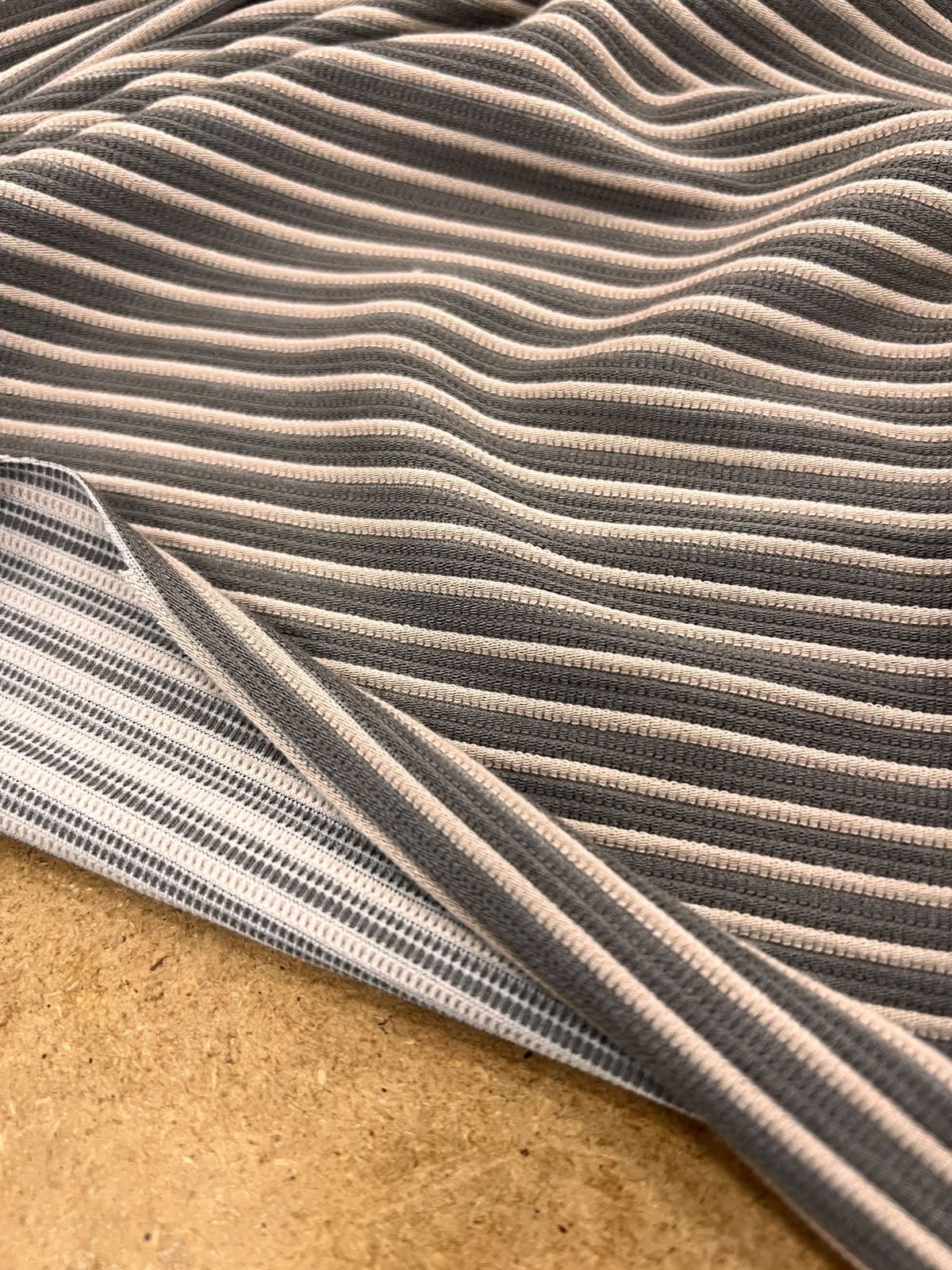 URI 019 stripe stretchy ottoman ribbed jersey grey&beige