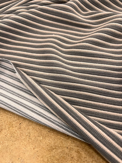 URI 019 stripe stretchy ottoman ribbed jersey grey&beige