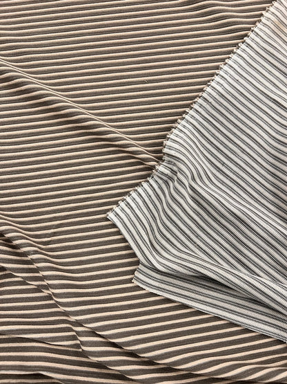 URI 019 stripe stretchy ottoman ribbed jersey grey&beige