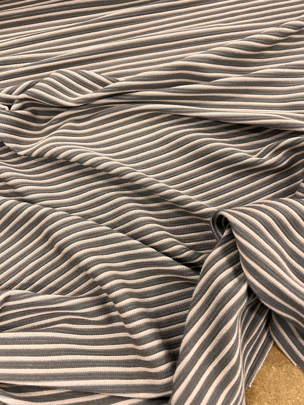 URI 019 stripe stretchy ottoman ribbed jersey grey&beige