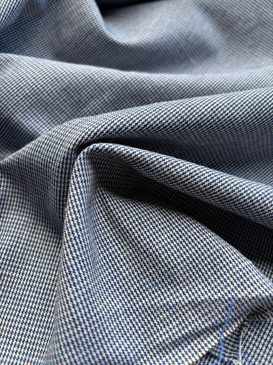 DANTE 038 cotton/linnen houndstooth blue