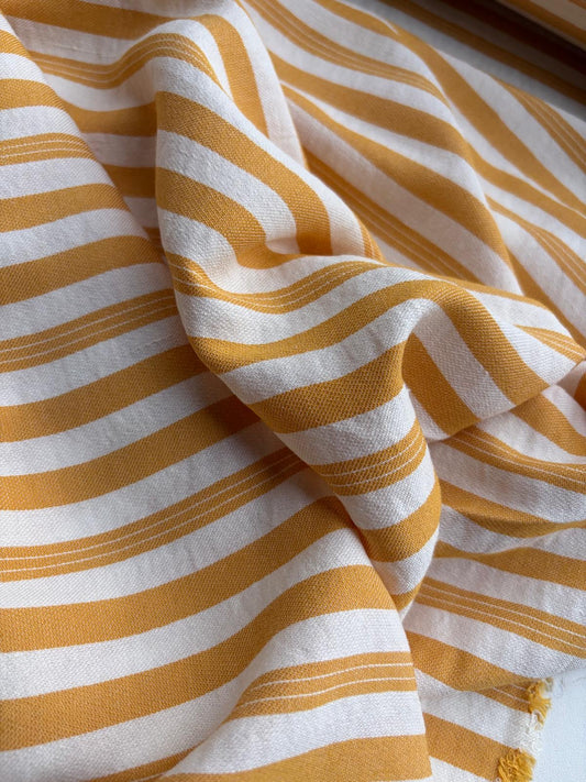 DANTE 050 midweight cotton/linnen jacquard yellow ecru stripe