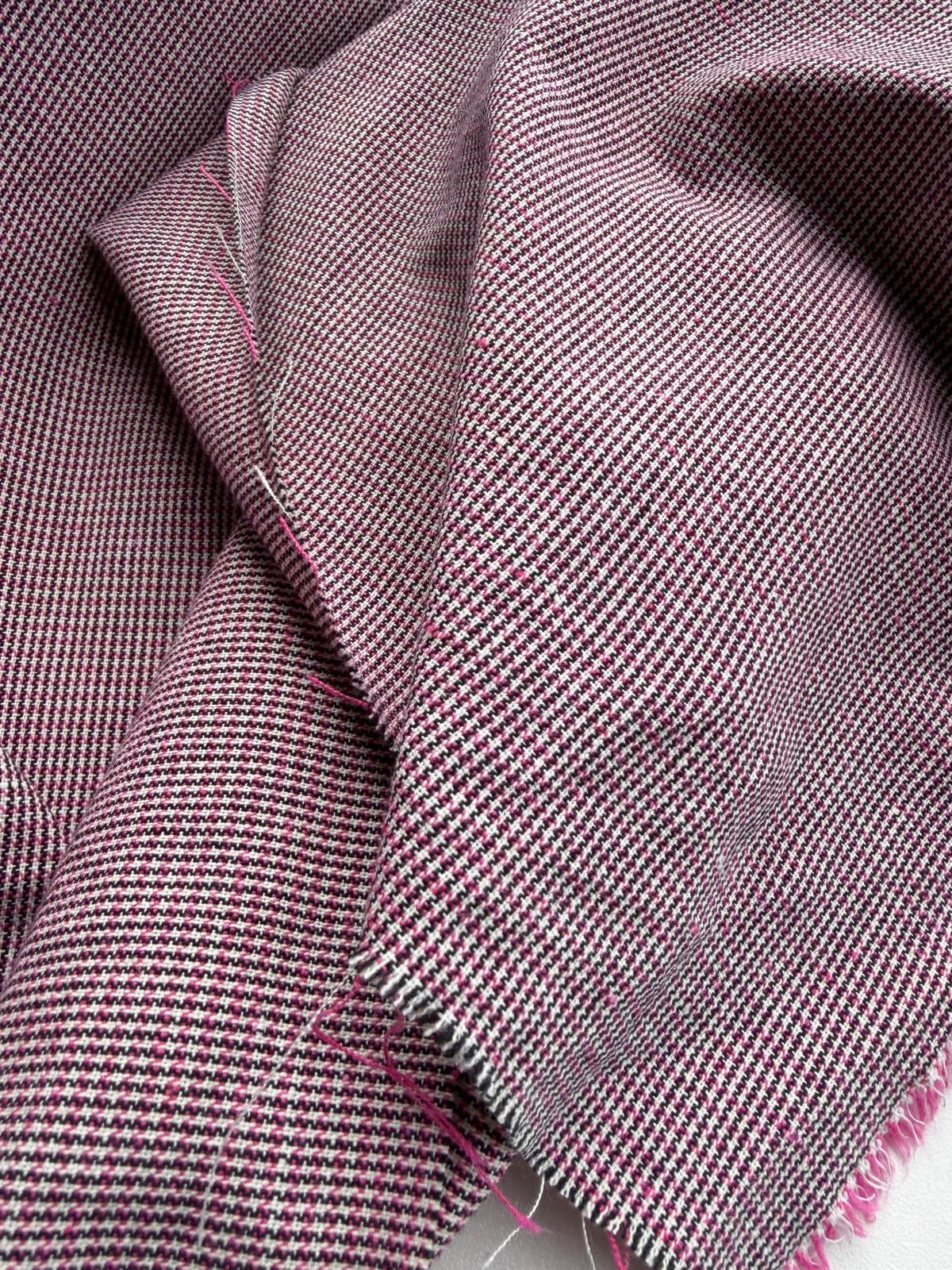 DANTE 043 cotton/linnen houndstooth pink